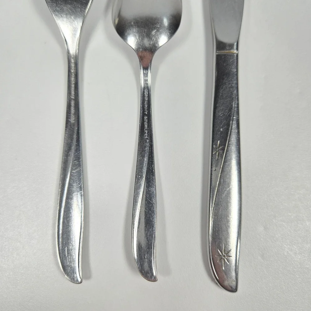 Vintage Oneida Community CHILD size Twin Star Fork Spoon Knife‎ Atomic Starburst
